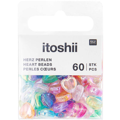 Pack de Mostacillas Corazón Ponii Beads  Rainbow Mix (60 pcs)