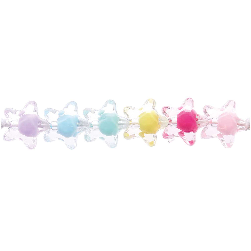 Pack de Mostacillas con Forma de Estrella Ponii Beads <br> Star Beads Transparent with Colour Inclusion (36pcs)
