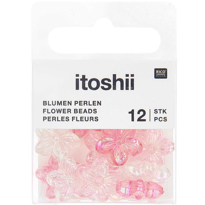 Pack de Mostacillas con Forma de Flor Ponii Beads  Pink Mix Holographic (12pcs)