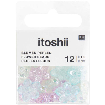 Pack de Mostacillas con Forma de Flor Ponii Beads  Ocean Mix Holographic (12pcs)
