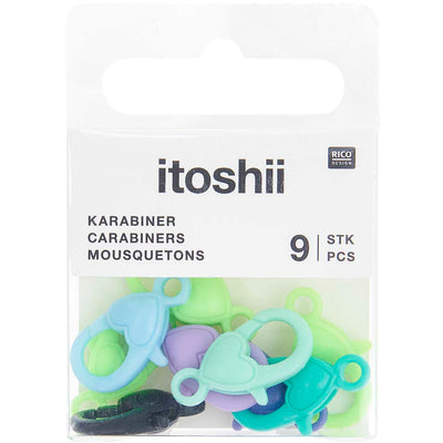 Set de Broches Mosquetón con Detalle Corazón  Green Mix