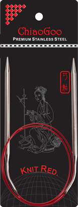 Palillos Circulares de Acero Inoxidable - 100 cm  ChiaoGoo Knit RED