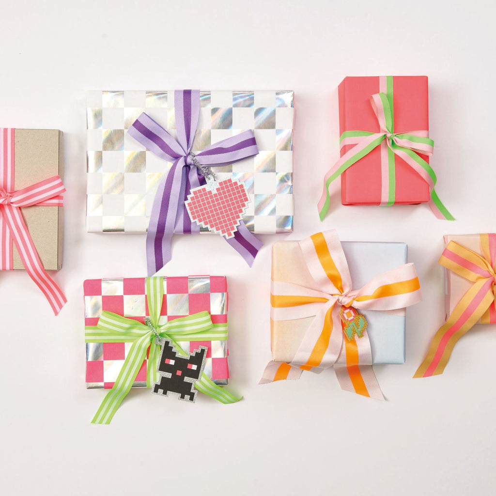 Cinta Poliéster <br> Rayas Apricot/Iri/Neon Orange 58mm Ancho