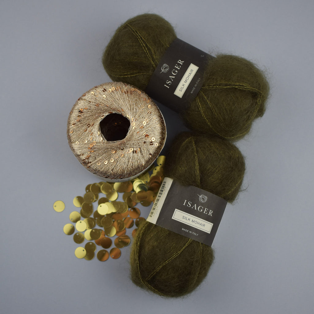 Kit de Tejido Cárdigan "The Night 2.0" de Pope Vergara <br> Versión Dorada - Elegir Color