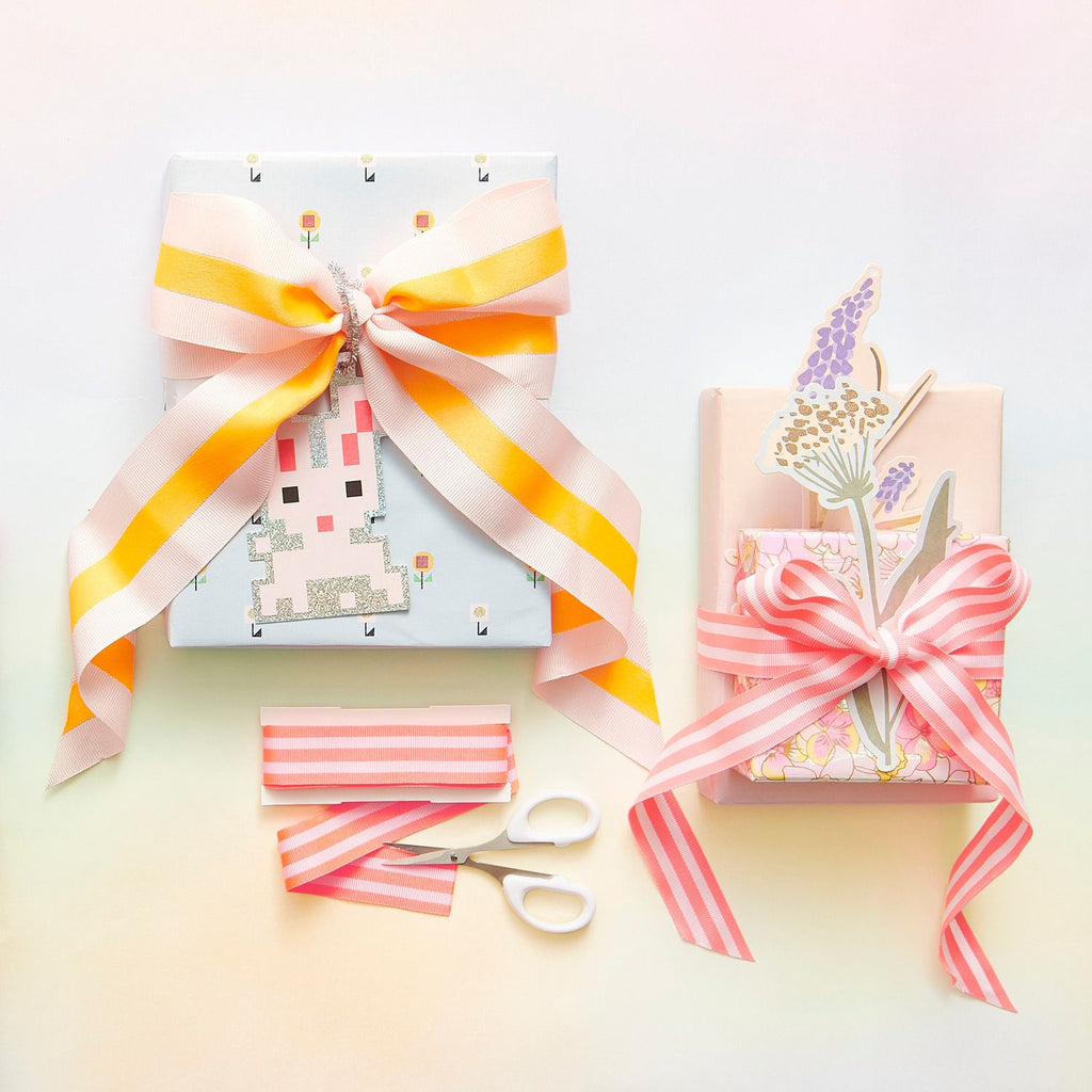 Cinta Poliéster <br> Rayas Apricot/Iri/Neon Orange 58mm Ancho