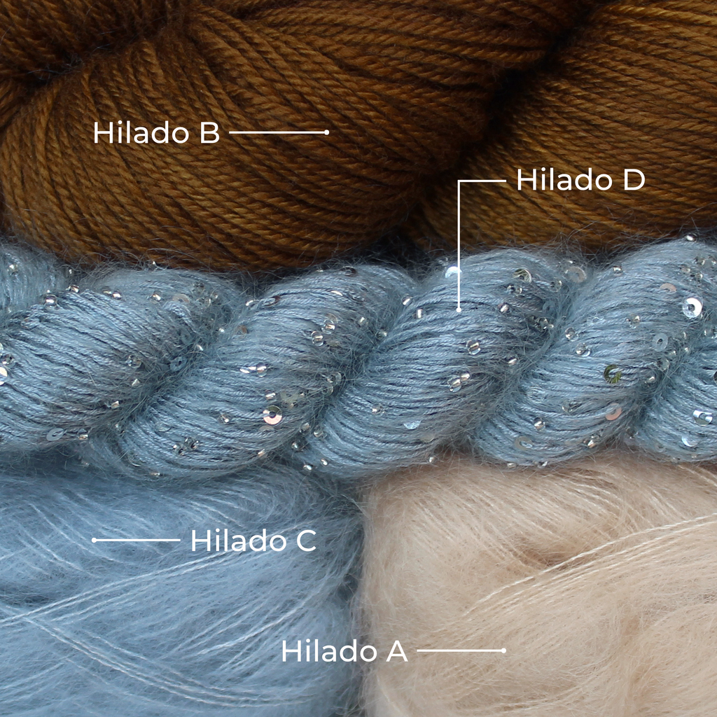 Kit de Hilados "Ethereal Glow Stole" de Pope Vergara <br> Versión Fingering - Elegir Color