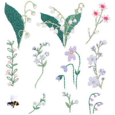 Kit de Bordado Stick and Stitch  Flowers and Bee