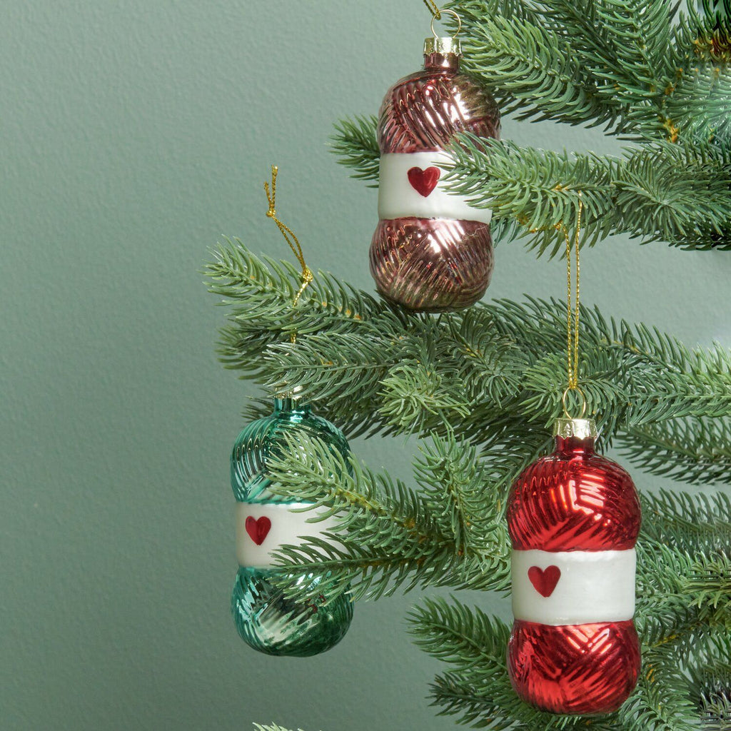 Adorno de Cristal con Forma de Ovillo <br> Elegir Color (Unidad)