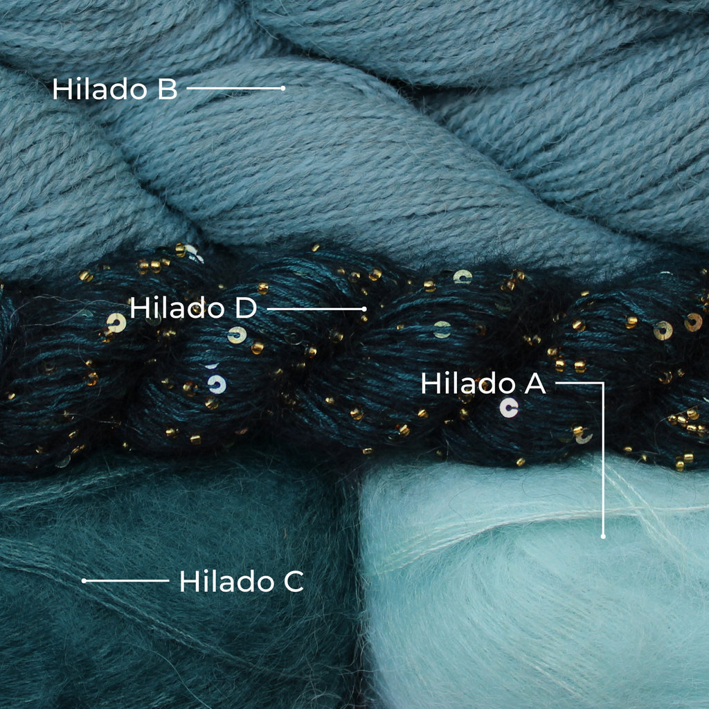 Kit de Hilados "Ethereal Glow Stole" de Pope Vergara <br> Versión Fingering - Elegir Color