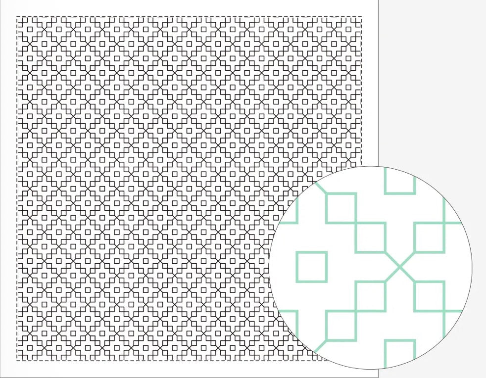 Sashiko Sampler / Tela Blanca 100% Algodón con Diseño Sashiko <br> Distintos Diseños