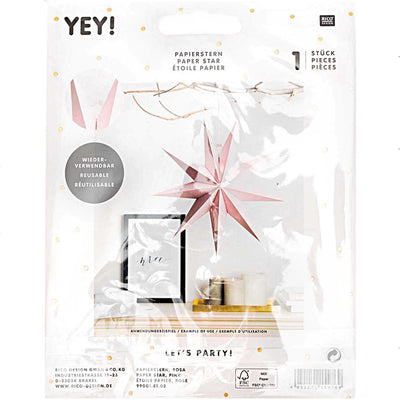 Estrella Decorativa Armable 28cms Rosa Pastel