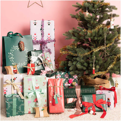 Bolsa de Regalo Mediana  Verde Oscuro Ángeles Navidad