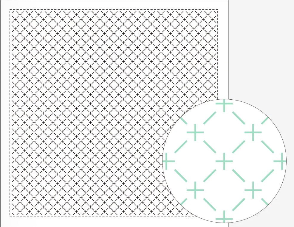 Sashiko Sampler / Tela Blanca 100% Algodón con Diseño Sashiko <br> Distintos Diseños