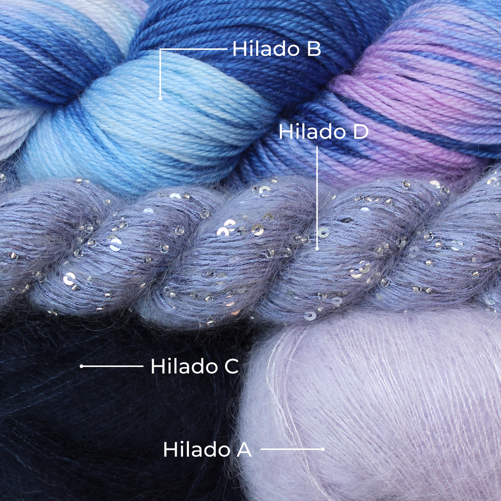 Kit de Hilados "Ethereal Glow Stole" de Pope Vergara <br> Versión Fingering - Elegir Color