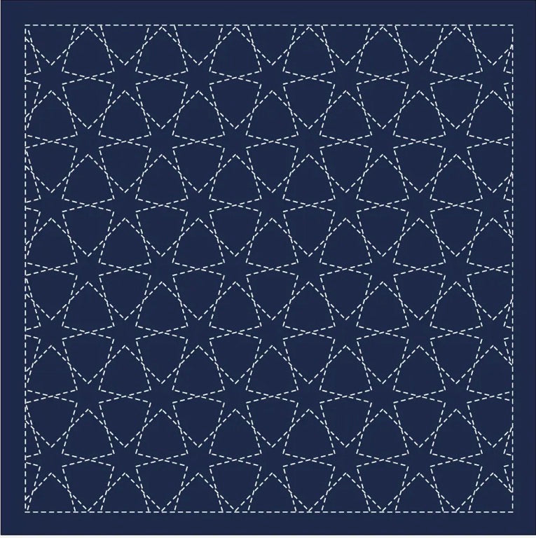 Sashiko Sampler / Tela Azul 100% Algodón con Diseño Sashiko <br> Distintos Diseños