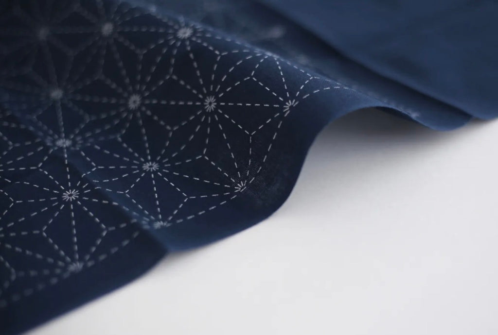 Sashiko Sampler / Tela Azul 100% Algodón con Diseño Sashiko <br> Distintos Diseños