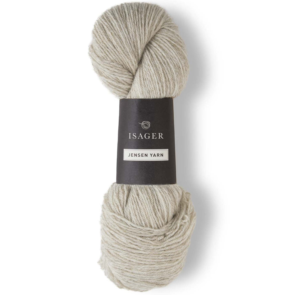 Madeja de lana DK Jensen Yarn de Isager, hilado redondo de tres cabos 100% pura lana natural.