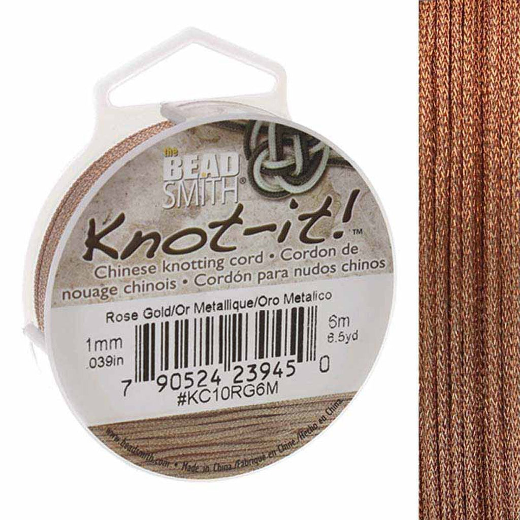 Hilo Tripolino Metalizado "Knot-It Cord" <br> 1.00 mm - 6 mts (Elegir Color)