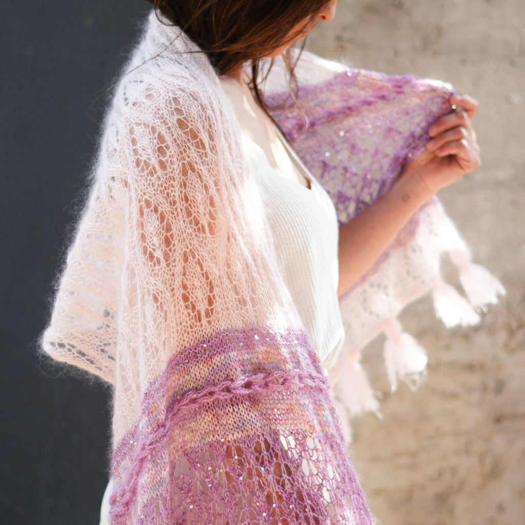 Kit de Hilados "Ethereal Glow Stole" de Pope Vergara <br> Versión Fingering - Elegir Color