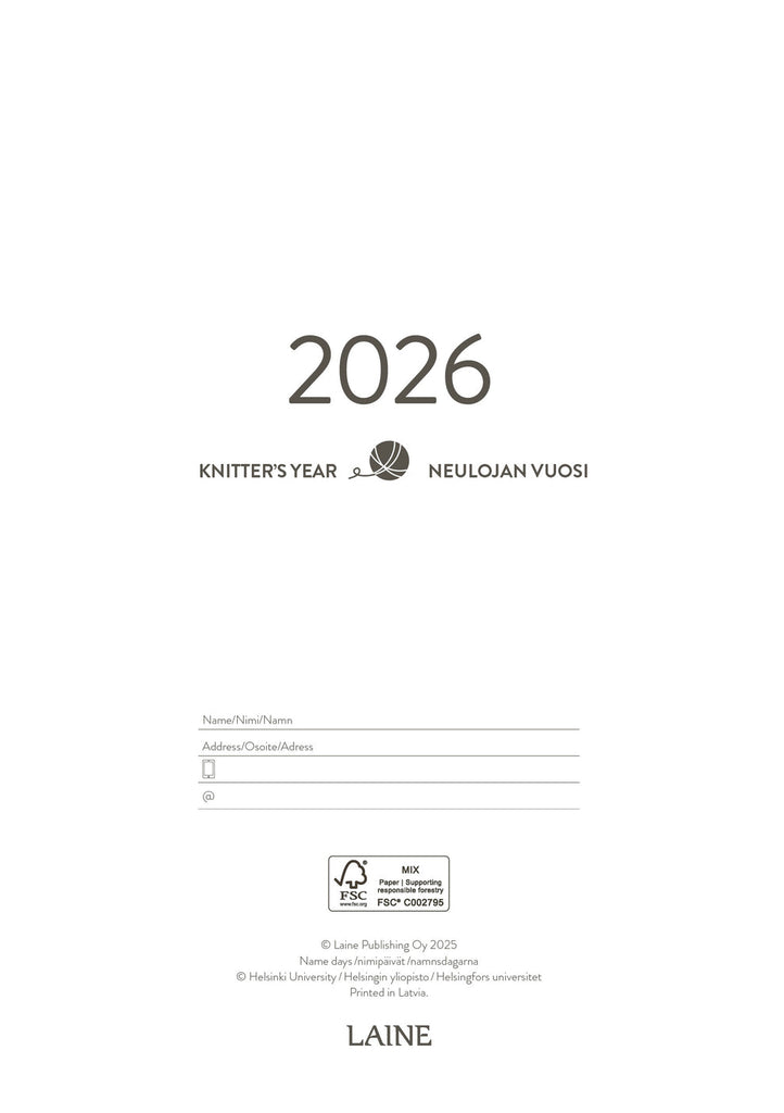 Agenda de Tejido Laine "Knitter's Year 2026"