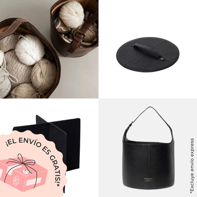 Set Bolso de Cuero Para Proyectos Tamaño S + Tapa y Separador  Proyect 26 (Elegir Color)