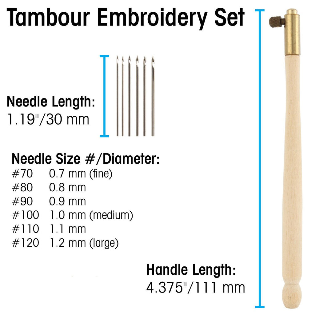 Aguja Luneville con Mango de Madera <br> 6 Tamaños de Agujas