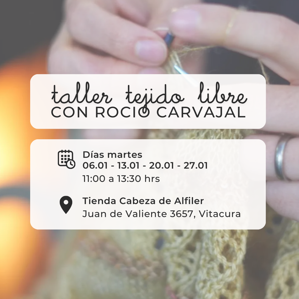 Taller de Tejido Libre a Palillos (Martes AM - Ciclo Enero 2026)<br> (Para las que ya tejen) con Rocio Carvajal @mamizejue
