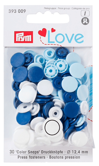 Broche a Presión  Prym Love Snap Azul/Celeste/Blanco (30 Un)