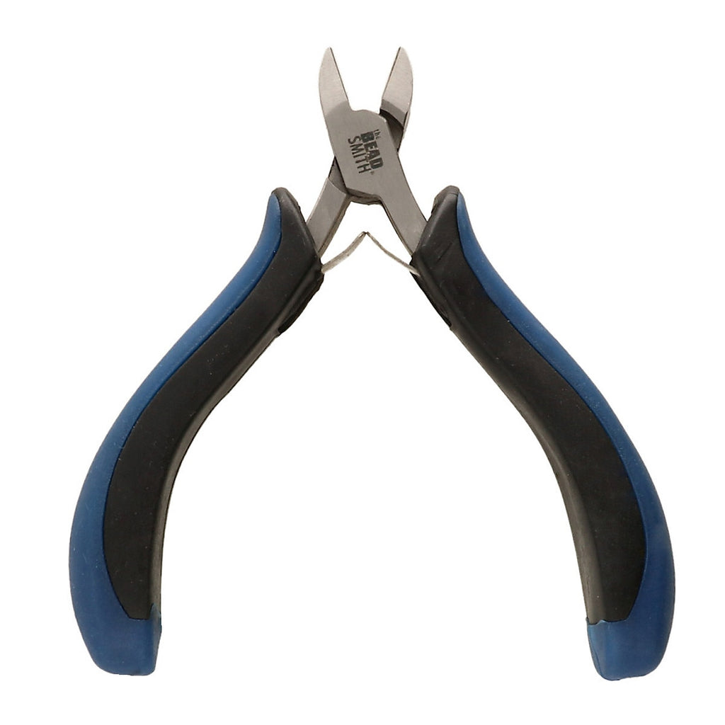 Alicate de corte para bisutería y alambrismo marca Beadsmith. Herramienta con mango ergonómico azul y negro, diseñada para cortar metales blandos.