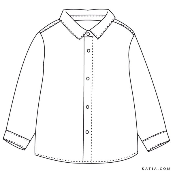 Patrón de Costura Camisa Manga Larga <br> 12 Meses a 4 Años