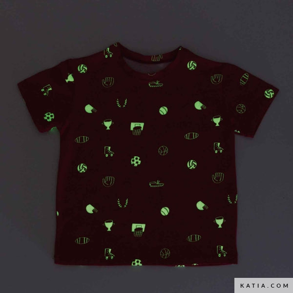 Tela Jersey "Glow in the Dark- Sports Cayenne" (95% Algodón/5% Elastán) <br> De Corte, 145cm de ancho