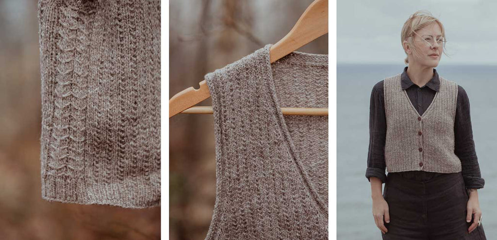 The Island and the Forest — chaleco Bris beige con trenzas y botones