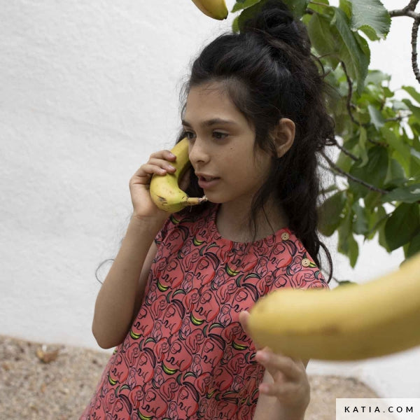 Tela Jersey "Apes & Bananas" (95% Algodón/5% Elastán) <br> De Corte, 145cm de ancho