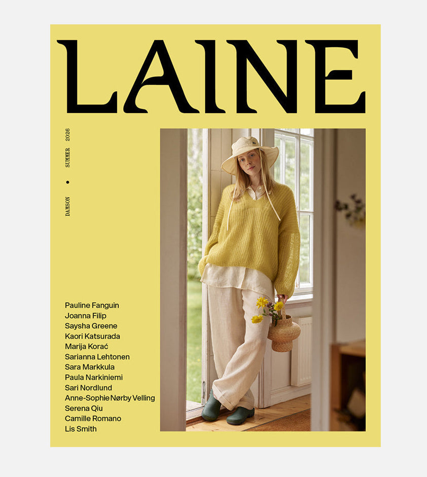 Laine Magazine 29 «Damson» — portada de la revista de tejido de verano