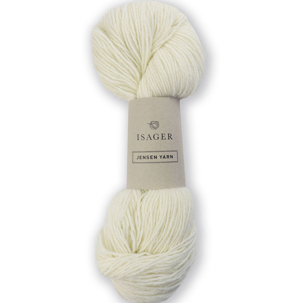 Madeja de lana DK Jensen Yarn de Isager, hilado redondo de tres cabos 100% pura lana natural.