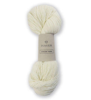 Madeja de lana DK Jensen Yarn de Isager, hilado redondo de tres cabos 100% pura lana natural.
