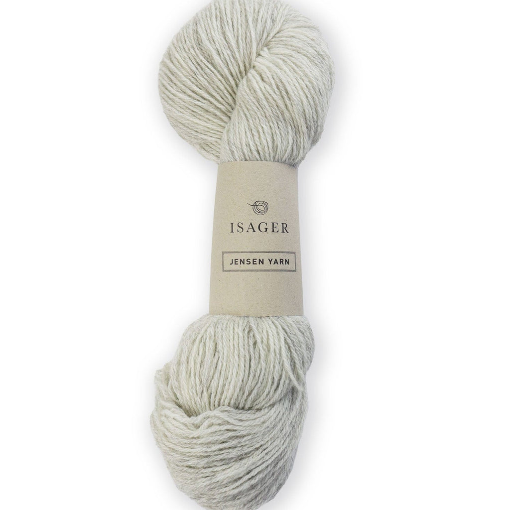 Madeja de lana DK Jensen Yarn de Isager, hilado redondo de tres cabos 100% pura lana natural.