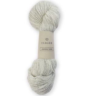 Madeja de lana DK Jensen Yarn de Isager, hilado redondo de tres cabos 100% pura lana natural.
