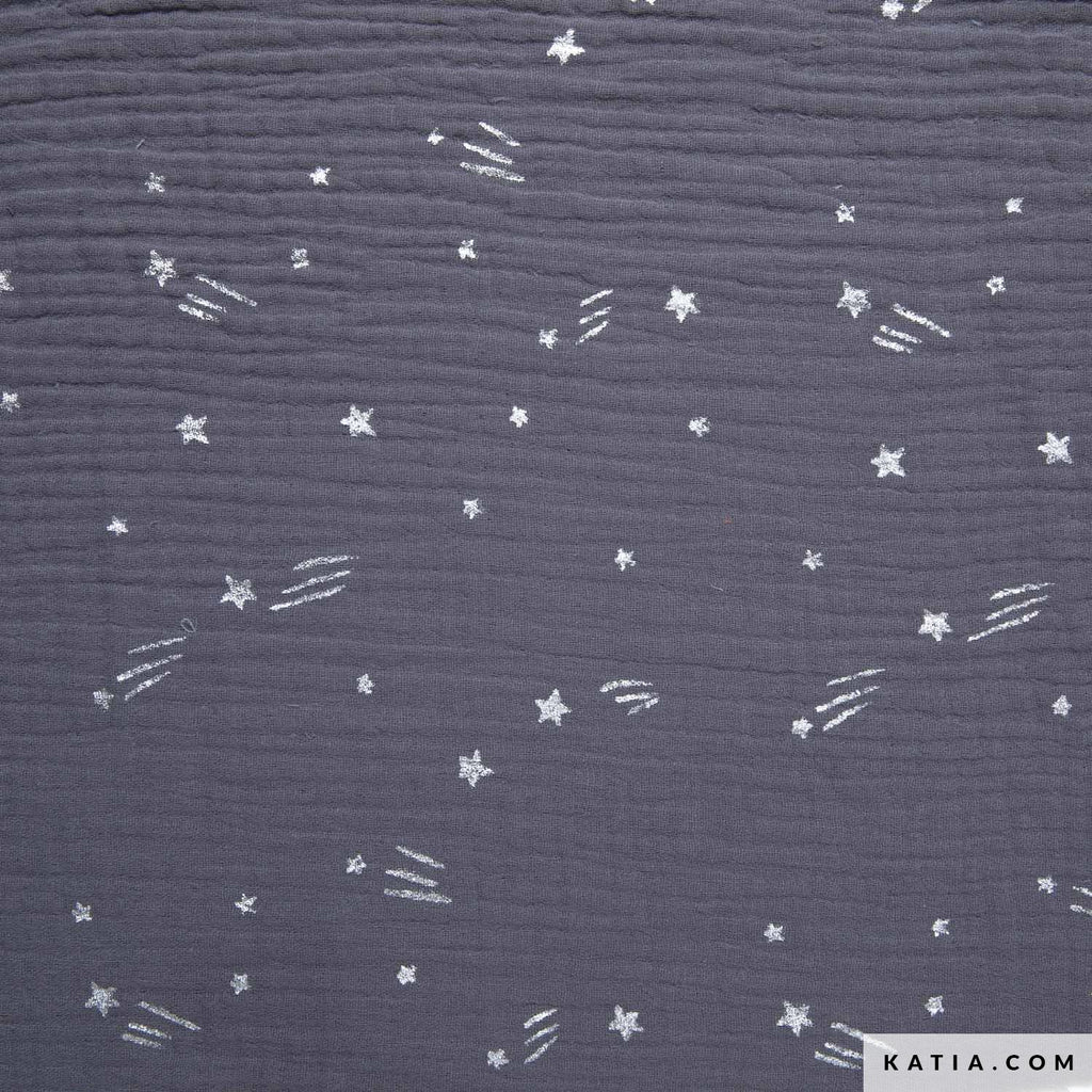 Tela Muselina "Be Unique Stars" (100% Algodón) <br>De Corte, 130 cm de ancho