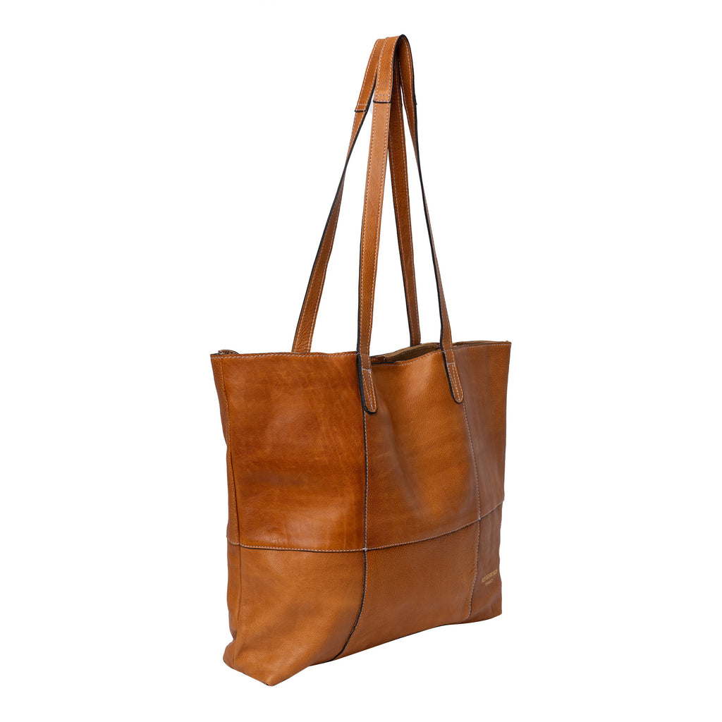 Cartera Shopper de Cuero para Proyectos Project 19 de Re:Designed (P019) en color Burned Tan – vista lateral