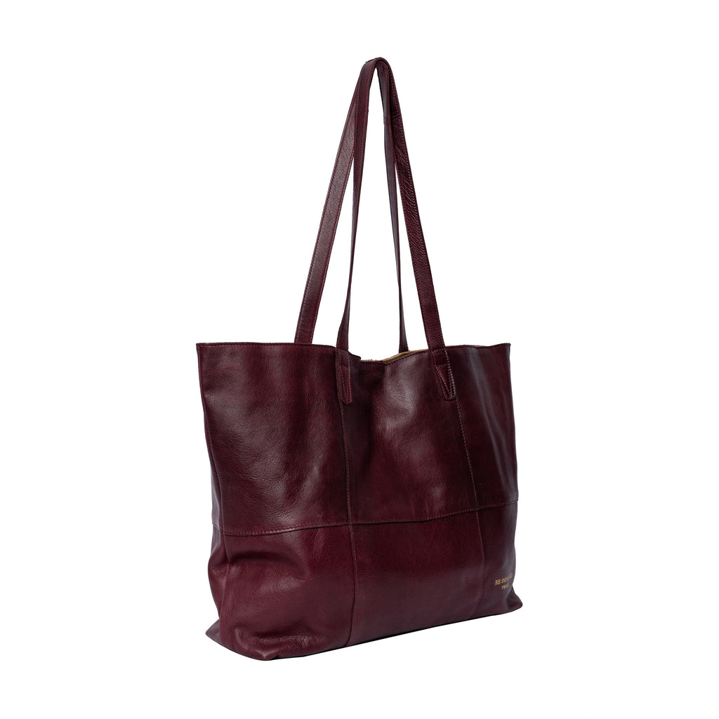 Cartera Shopper de Cuero para Proyectos Project 19 de Re:Designed (P019) en color Dark Cherry – vista lateral