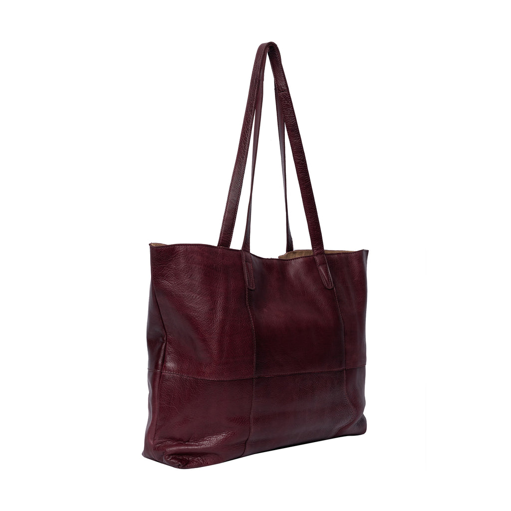 Cartera Shopper de Cuero para Proyectos Project 19 de Re:Designed (P019) en color Dark Cherry – vista posterior