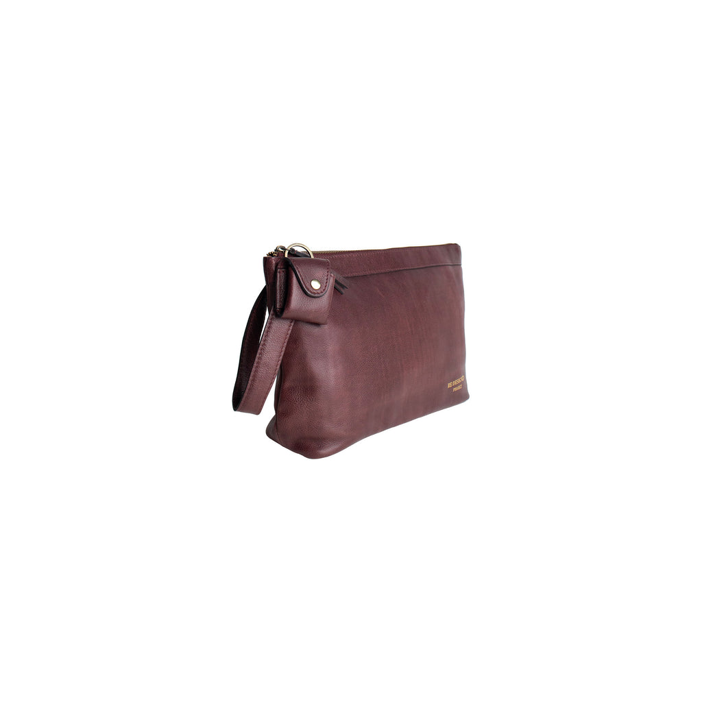Estuche de Cuero Tipo Clutch para Proyectos (Mediano) Project 3 de Re:Designed (P003) en color Dark Cherry – vista lateral