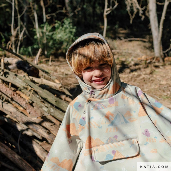 Tela Soft Shell "Beaver and Mountains" (94% Poliéster - 6% Elastán ) <br>De Corte, 145cm de ancho