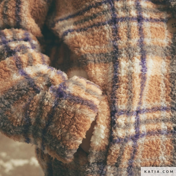 Tela Corderito "Sherpa Print Autumn Plaid" (100% Poliéster) <br>De Corte, 150cm de ancho