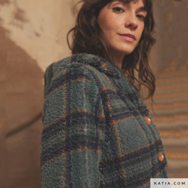 Tela Corderito "Sherpa Print Forest Plaid" (100% Poliéster) <br>De Corte, 150cm de ancho