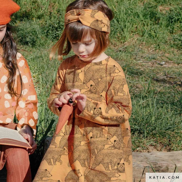 Tela Jersey "Dancing Bear" (95% Algodón/5% Elastán) <br> De Corte, 145cm de ancho