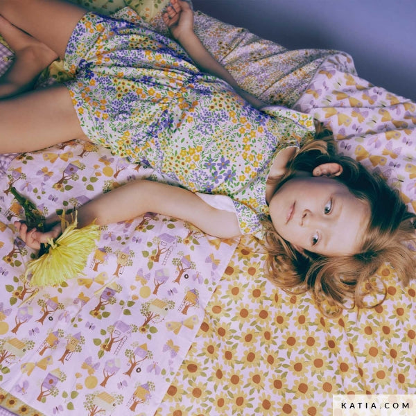 Tela Jersey "Sunflower Countryside" (95% Algodón/5% Elastán) <br> De Corte, 145cm de ancho