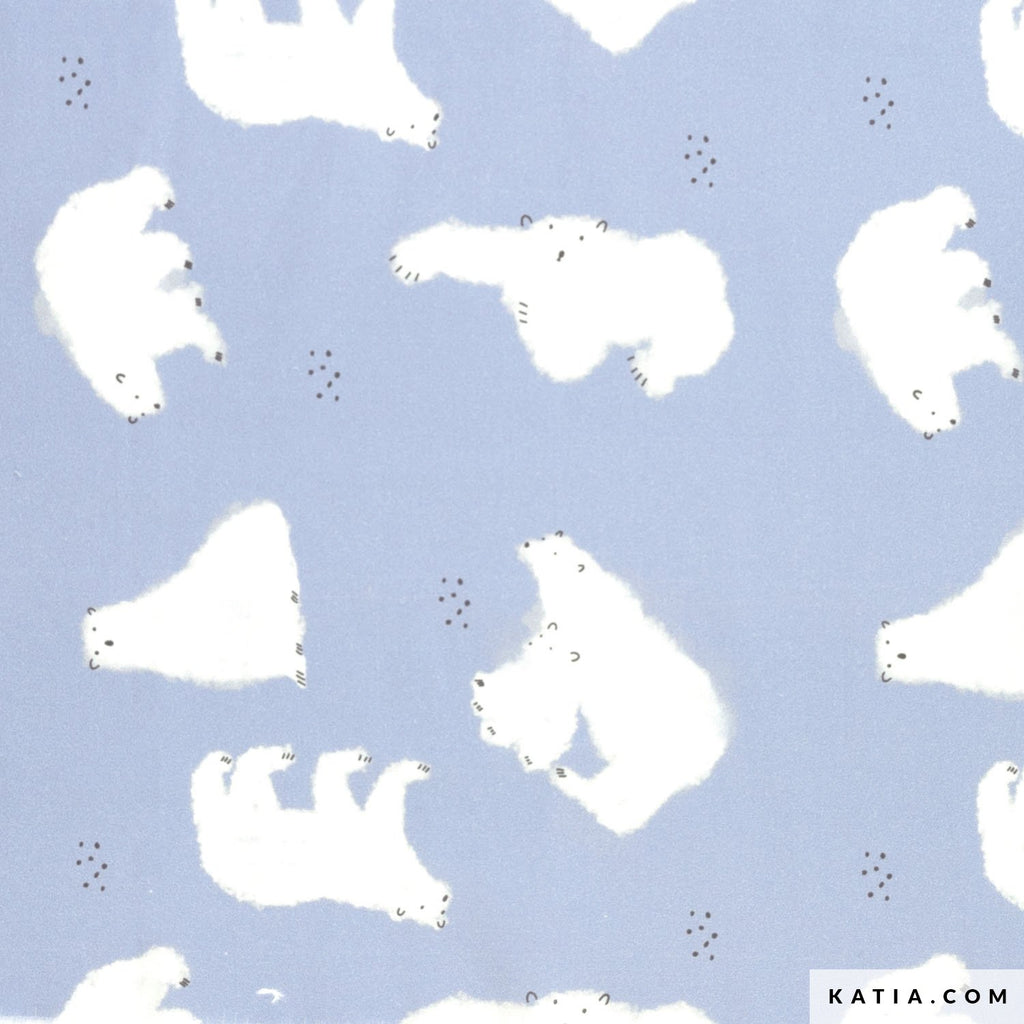 Tela Popelina "Polar Bears" (100% Algodón) <br>De Corte, 145cm de ancho