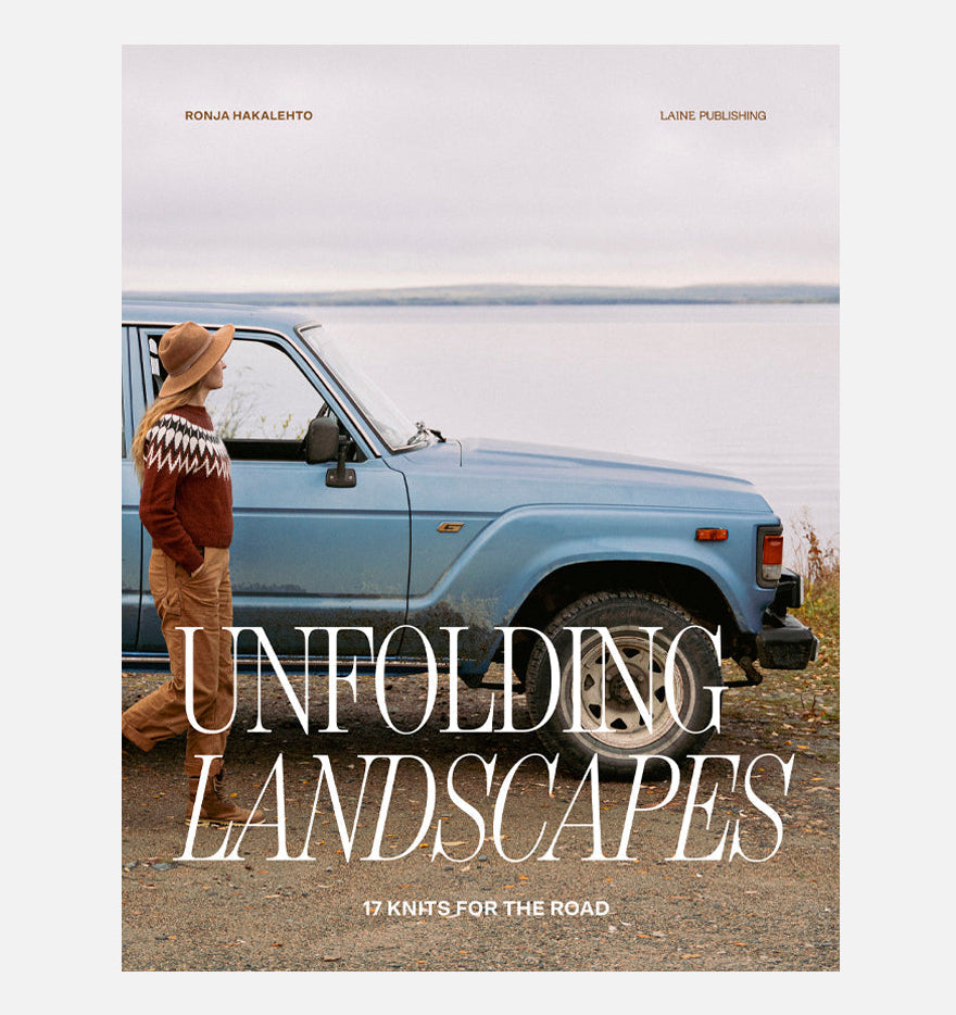 Unfolding Landscapes de Ronja Hakalehto — portada del libro de tejido Laine